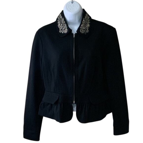 INC International Concepts Suit Jacket Blazer Womens L Full Zip Beaded Formal - Picture 1 of 10
